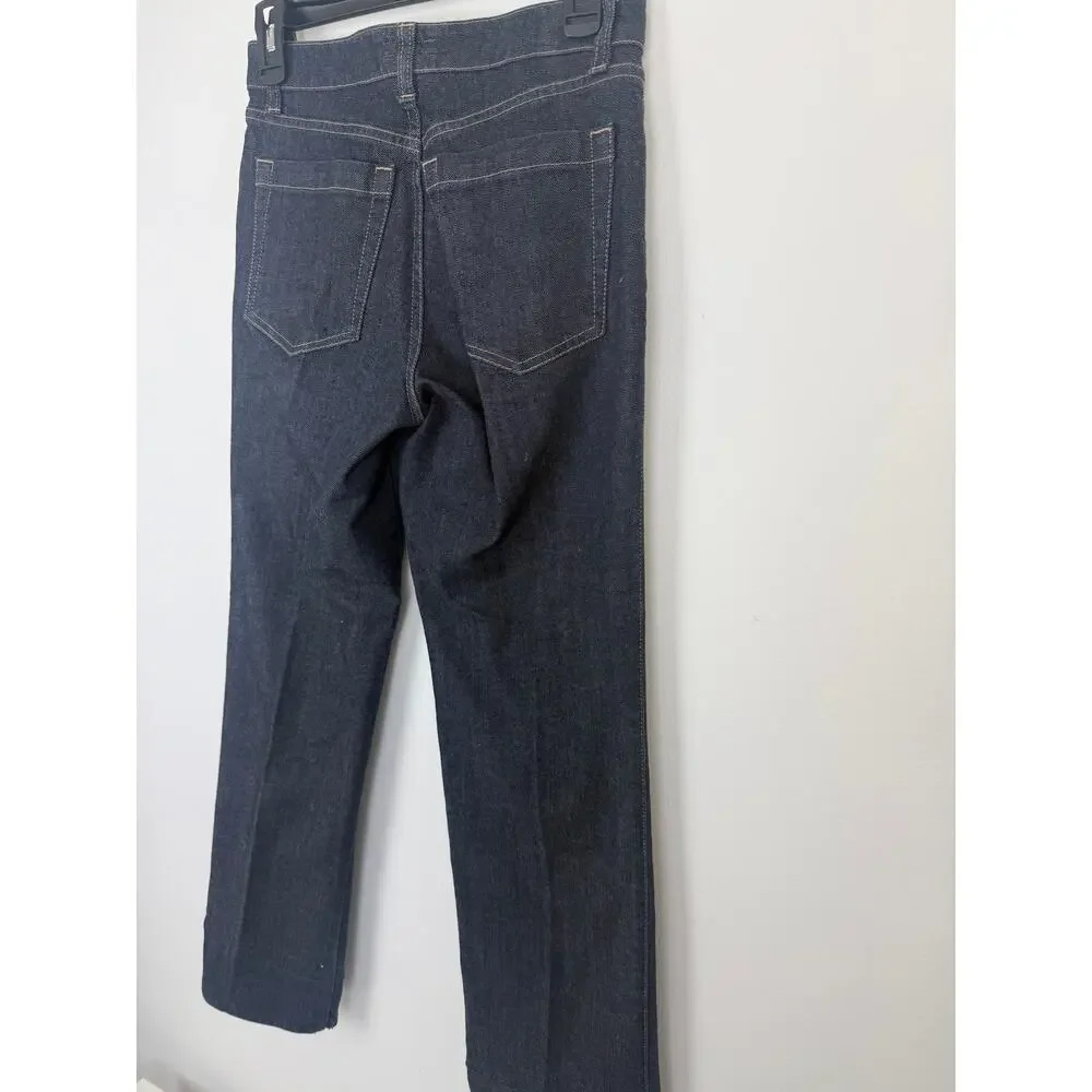 Burberry Womens London Straight Leg Mid Rise Denim Dark Blue Indigo Wash Jeans 6